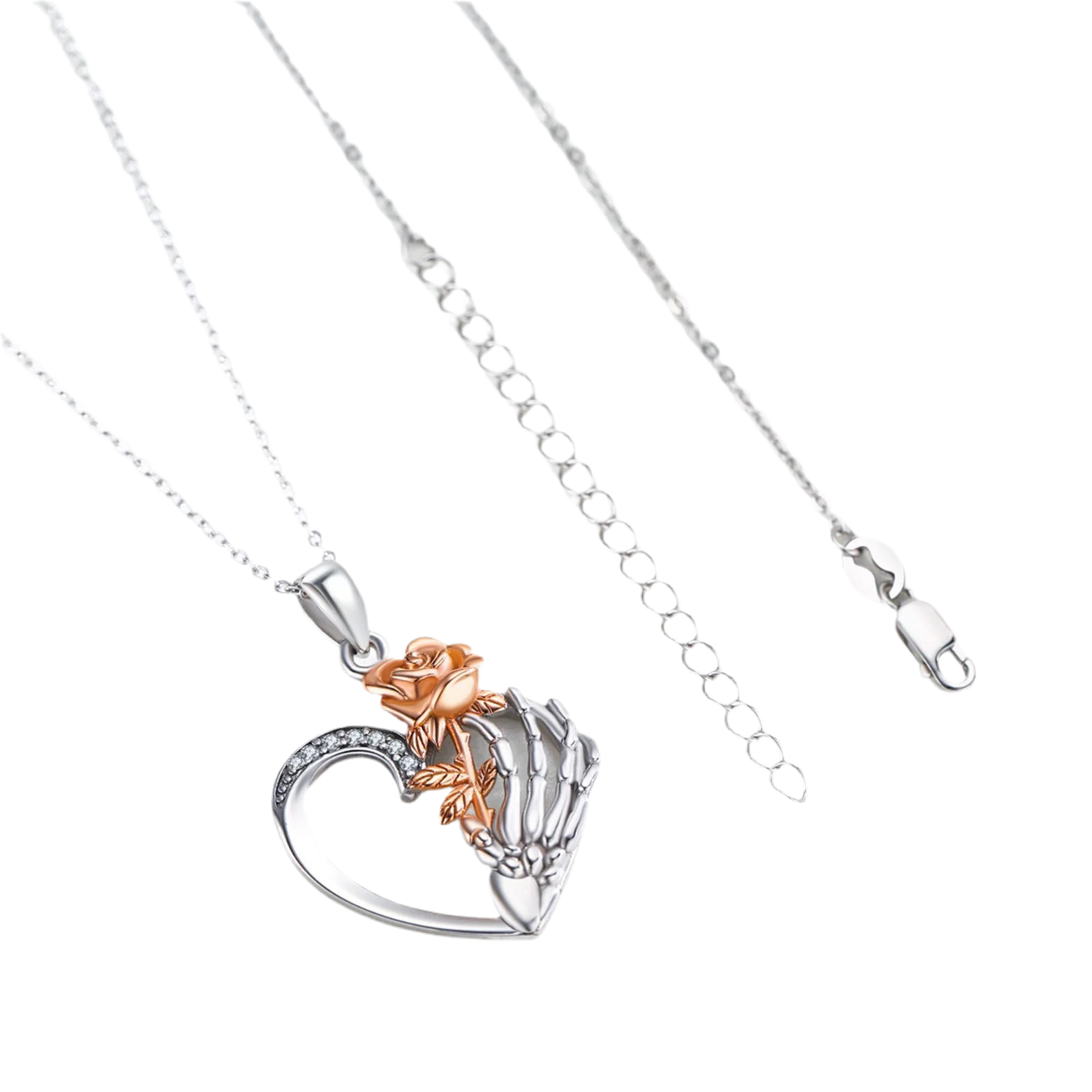 Sunflower Necklace 925 Sterling Silver Skeleton Hand Heart Pendant Necklaces Birthday Xmas Gift Jewelry for Women Daughter Mom Niece