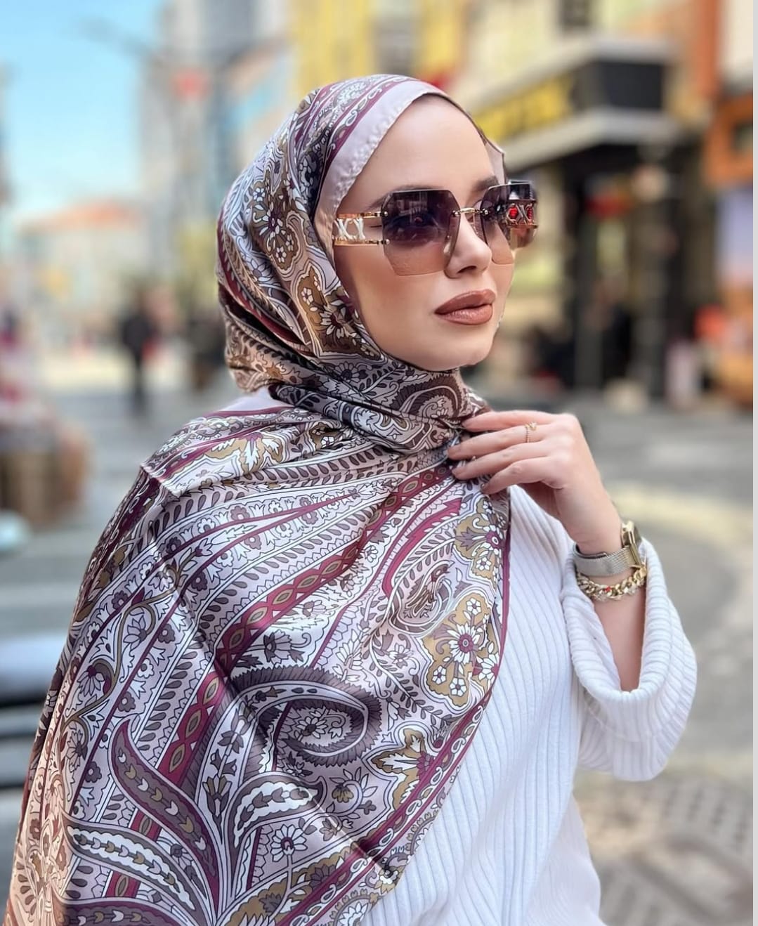 Elegant Silk paisley hijabs