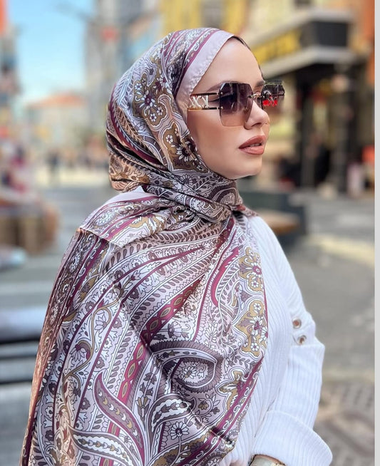 Elegant Silk paisley hijabs