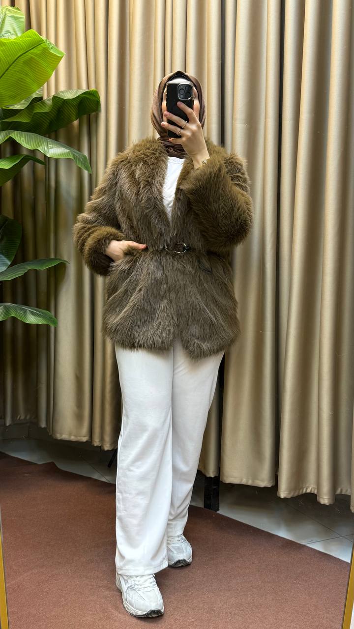 Luxury Faux Fur Belted Coat – Elegant & Warm Winter Outerwear